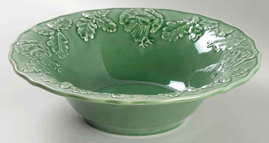 Turkey Green 10" Large Salad Serving Bowl by Bordallo Pinheiro-1