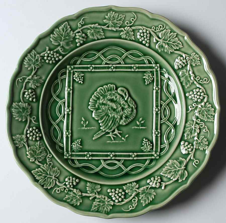 Turkey Green Luncheon Plate by Bordallo Pinheiro-1