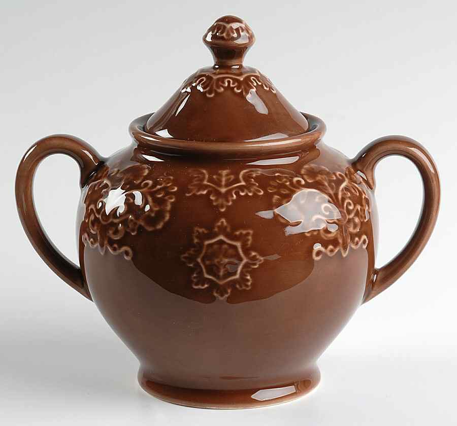 Phoebe Chocolate Sugar Bowl & Lid by Biltmore for Your Home-1