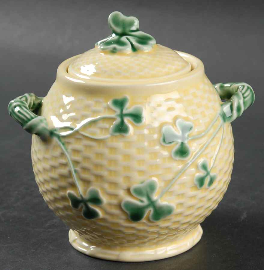 Shamrock Sugar Bowl & Lid by Bordallo Pinheiro-1