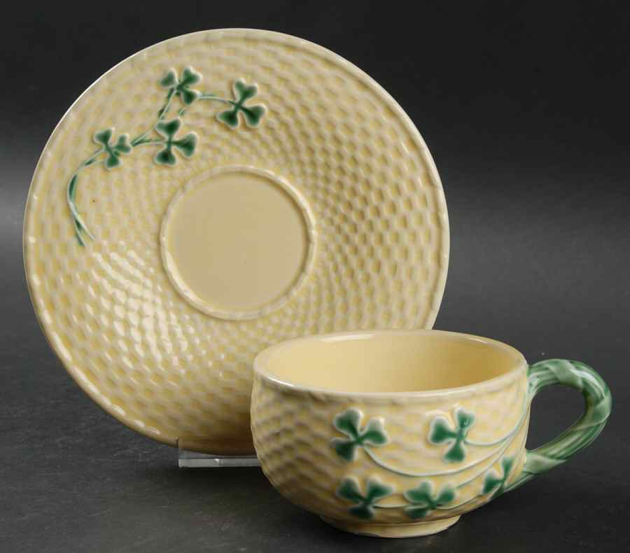 Shamrock Flat Cup & Saucer Set by Bordallo Pinheiro-1