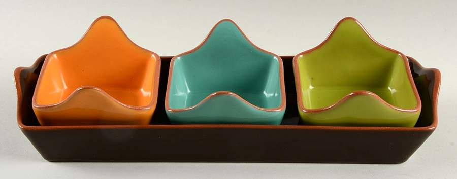 Plancha Condiment Set - Set of 3 Motif Bowls with Tray by Bobby Flay-1