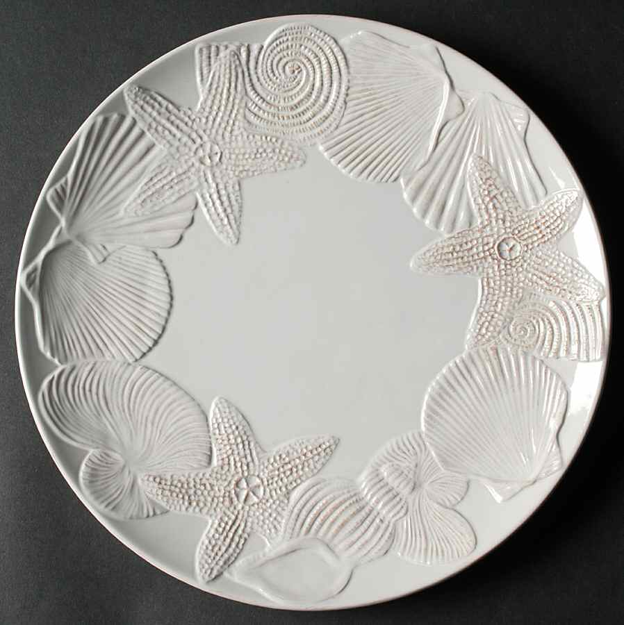 Seahorse and Seashell Menagerie White Dinner Plate by Blue Sky-1