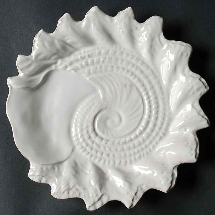 Seahorse and Seashell Menagerie White Figural Salad Plate by Blue Sky-1