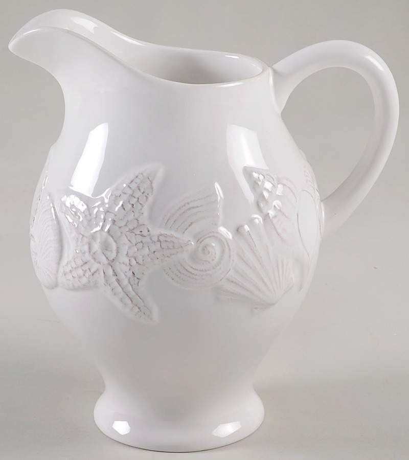 Seahorse and Seashell Menagerie White 38 Oz Pitcher by Blue Sky-1