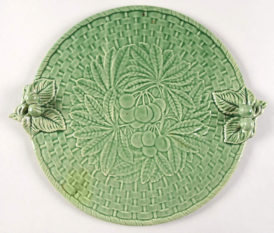 Cherry Service Handled Cake Plate by Bordallo Pinheiro-1