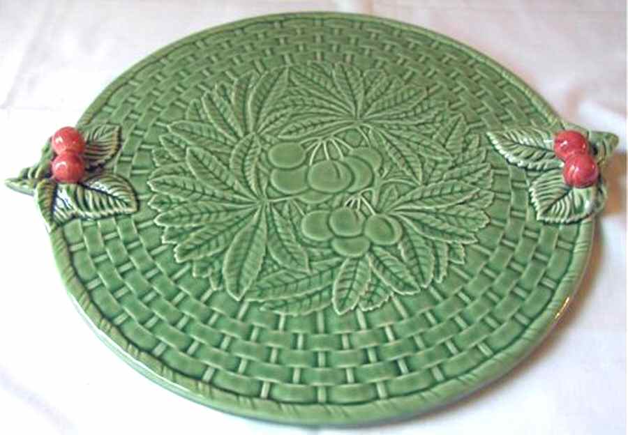 Cherry Service Handled Cake Plate by Bordallo Pinheiro-1