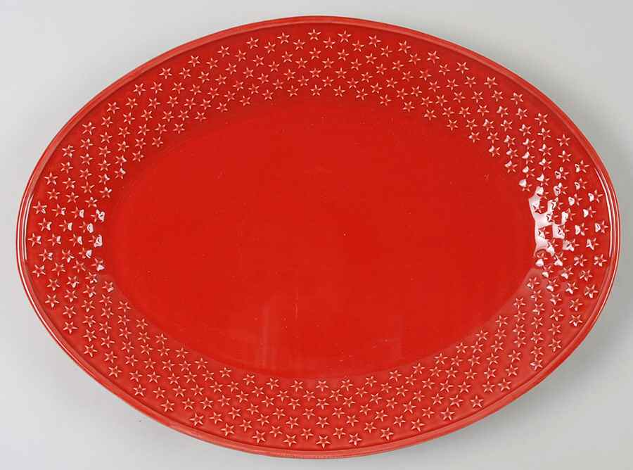 Mini Stars Red 15" Oval Serving Platter by Bordallo Pinheiro-1