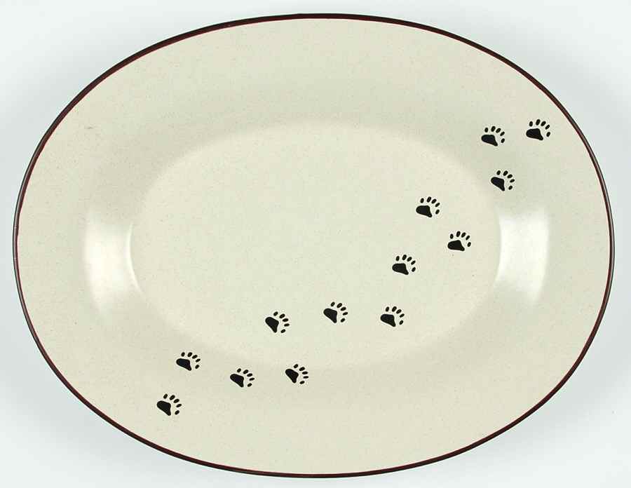 Paw Print 12" Oval Serving Platter by Bearware Pottery Works-1