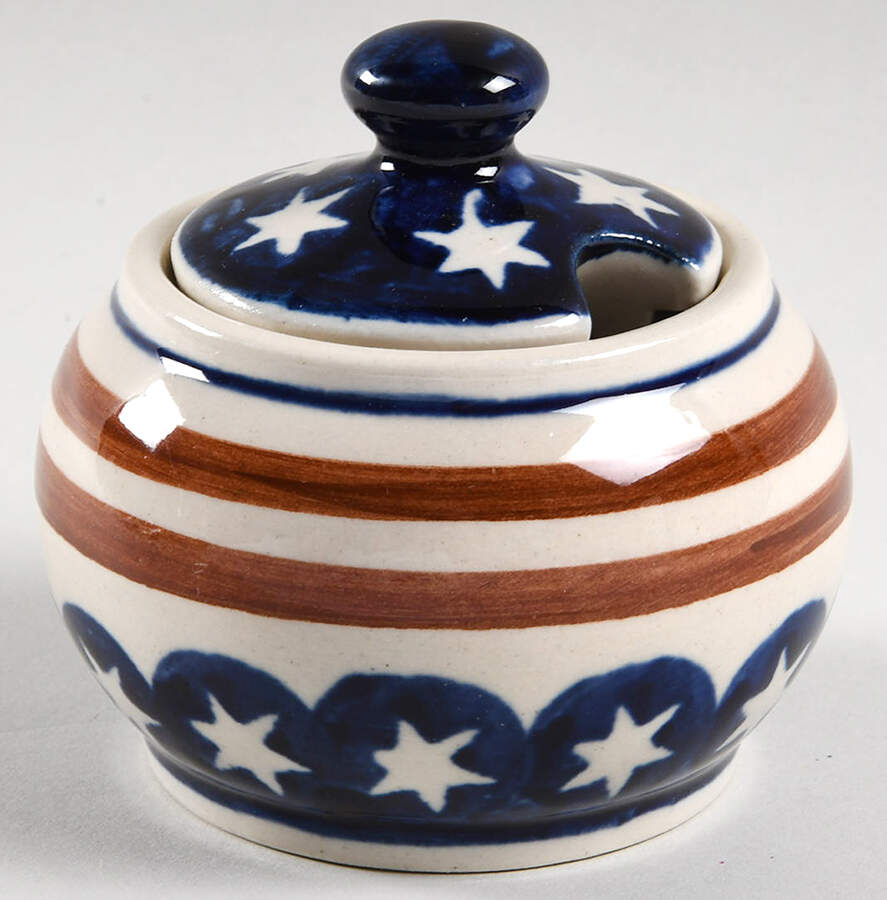 Americana Sugar Bowl & Lid by BOLESLAWIEC-1