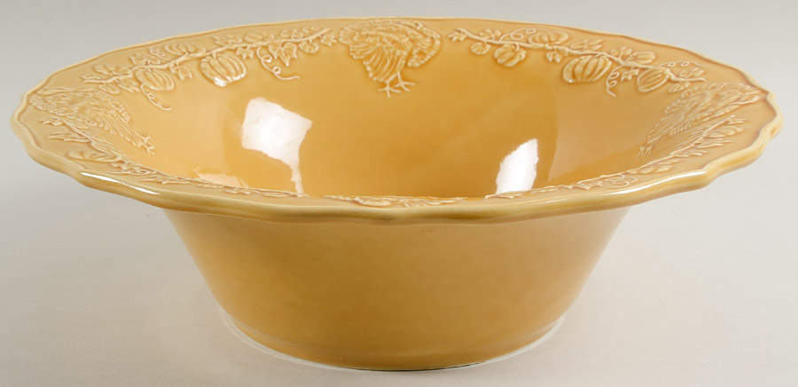 Turkey Yellow 12" Large Salad Serving Bowl by Bordallo Pinheiro-1