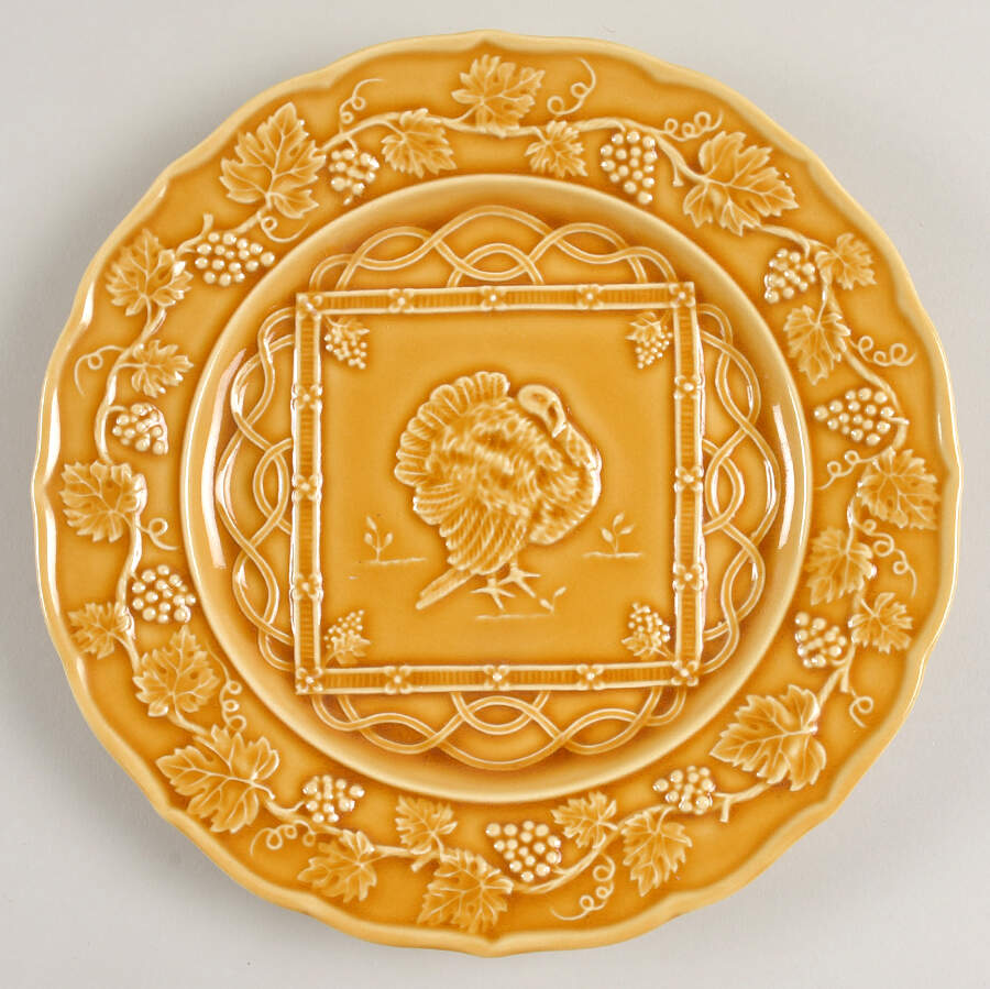 Turkey Yellow Luncheon Plate by Bordallo Pinheiro-1