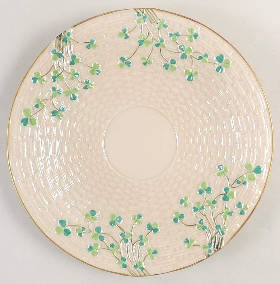 Shamrock (Gold Accent) Cake Plate by Belleek Pottery (Ireland)-1