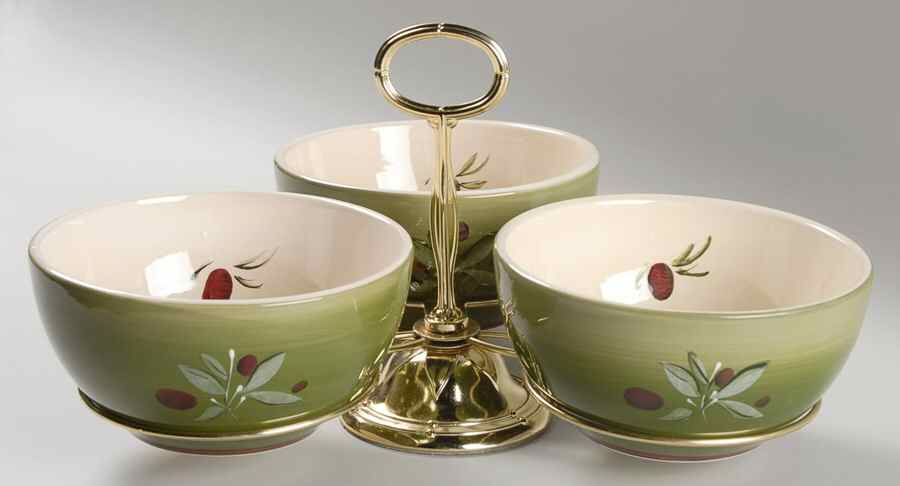Olive Villa 7" x 12" 3-Part Relish & Metal Stand (CERC) HC by Better Homes and Gardens-1