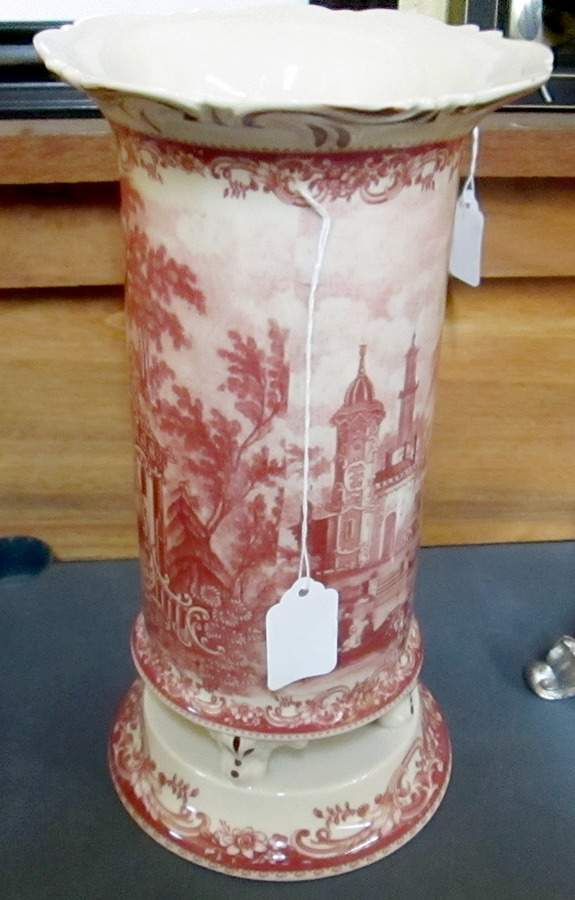 Red Toile 11" Vase by Burton & Burton-1