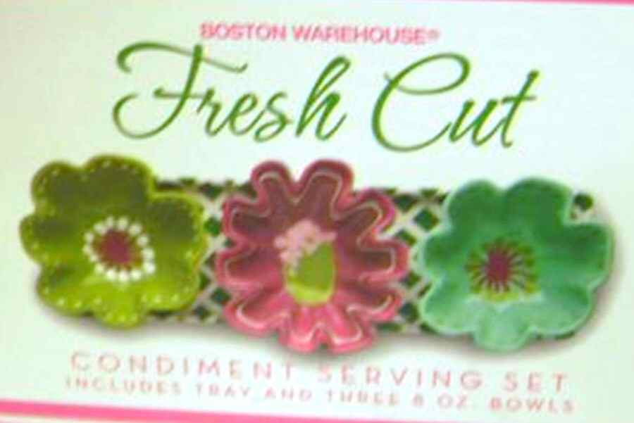Fresh Cut Condiment Set - Set of 3 Motif Bowls with Tray by Boston Warehouse-1