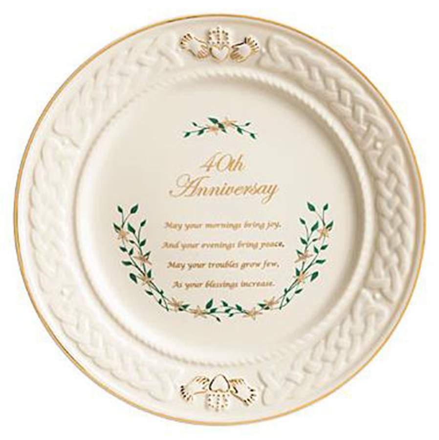 Claddagh Collection 40th Anniversary Plate by Belleek Pottery (Ireland)-1