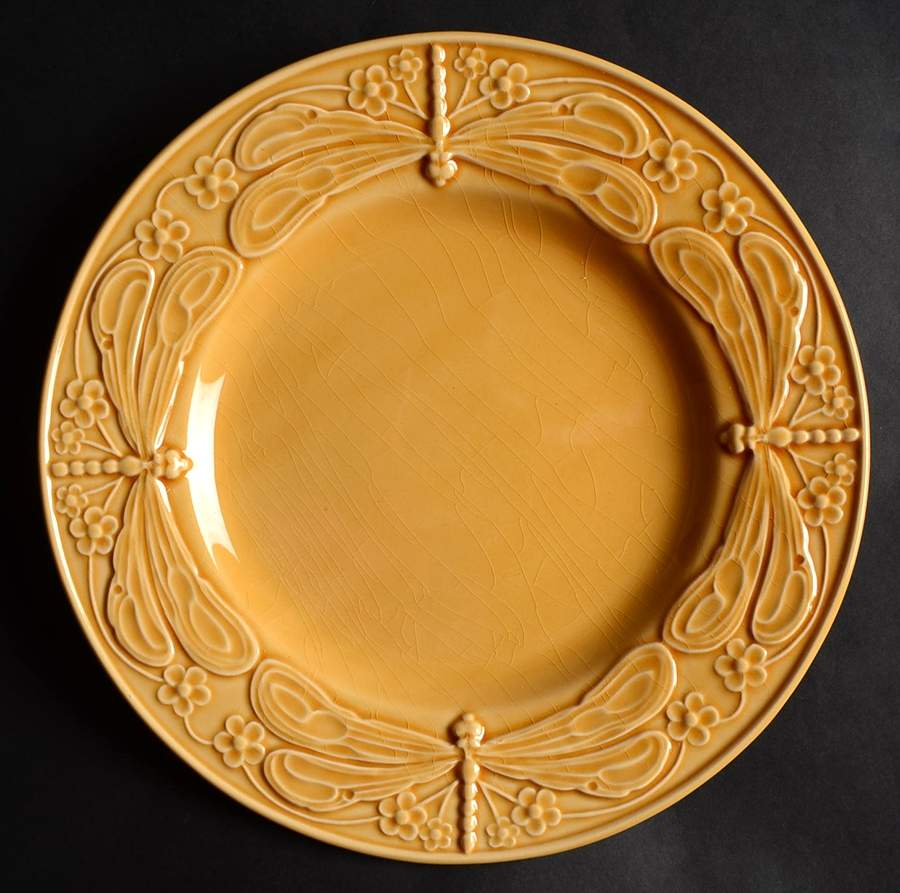 Dragonfly Honey Gold Dinner Plate by Bordallo Pinheiro-1
