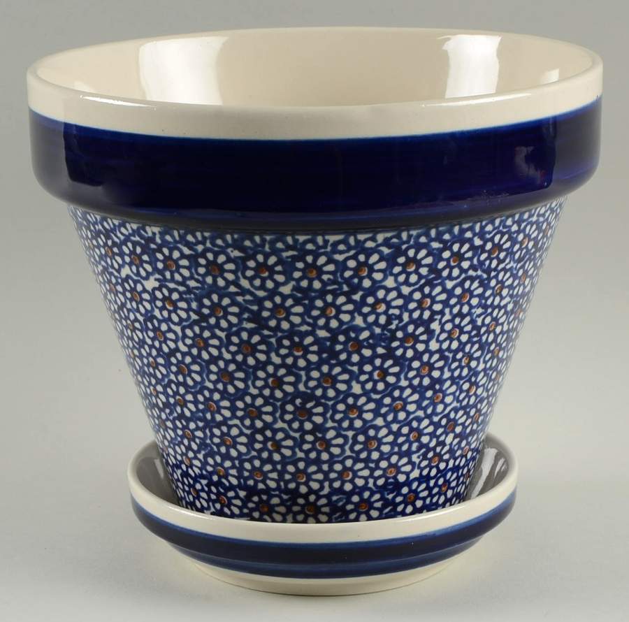 BOW37 6" Flower Pot & Underplate by BOLESLAWIEC-1