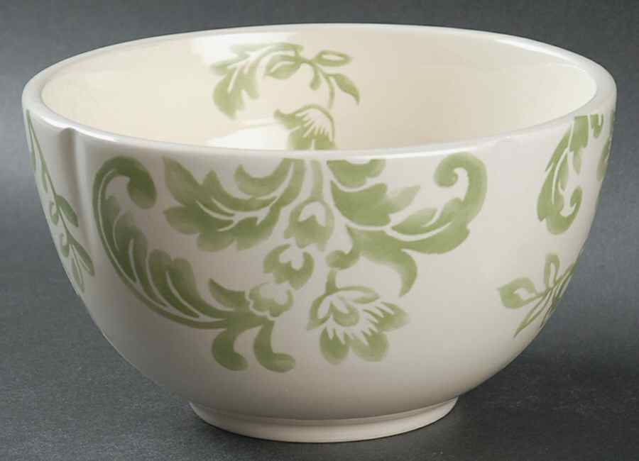 Floral Damask Green Palm Soup/Cereal Bowl by Better Homes and Gardens-1