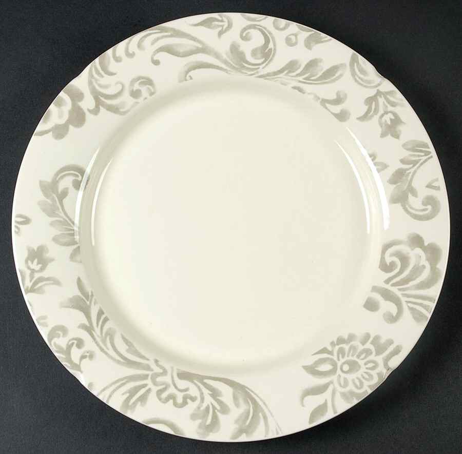 Floral Damask Birch Grey Dinner Plate by Better Homes and Gardens-1