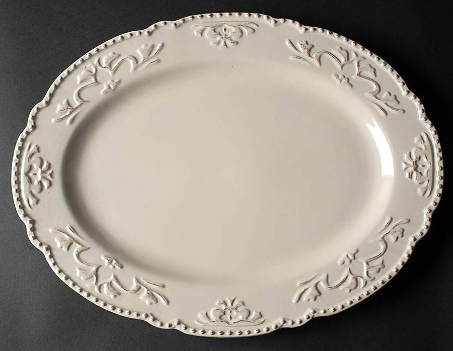 Medallion Wreath Cream Mist 15" Oval Serving Platter by Better Homes and Gardens-1