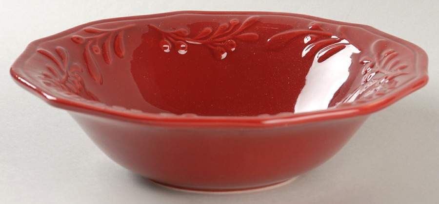 Embossed Christmas Mistletoe Soup/Cereal Bowl by Better Homes and Gardens-1