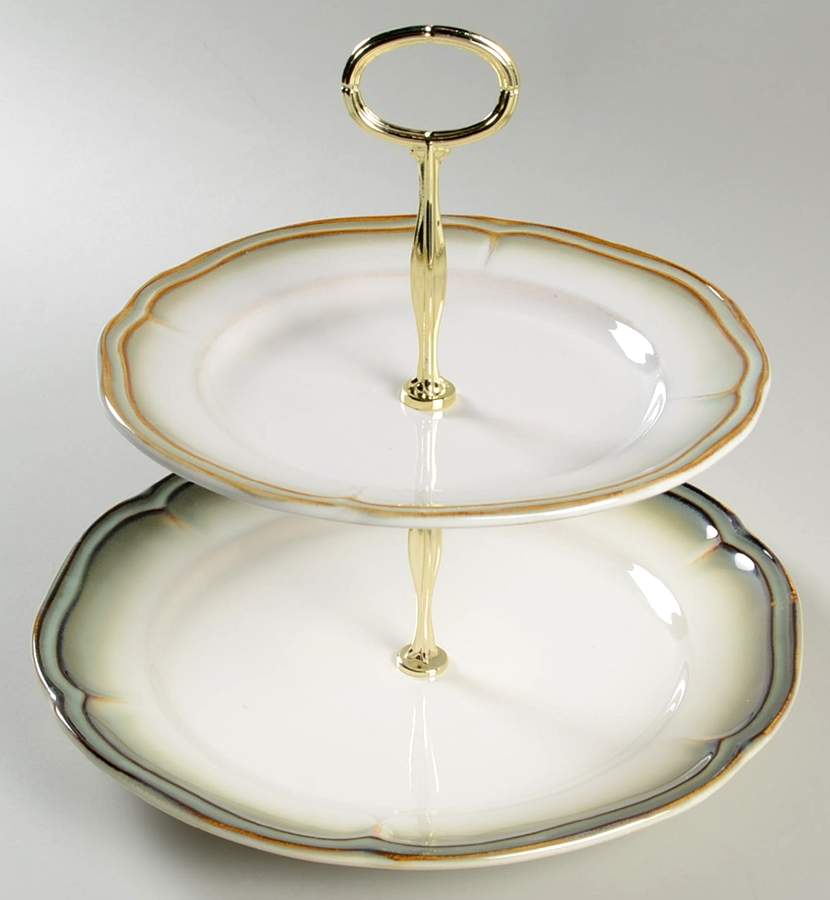 Simply Fluted Dillweed 6 5/8"-10"  2 Tiered Serving Tray (Dp, Sp) HC by Better Homes and Gardens-1