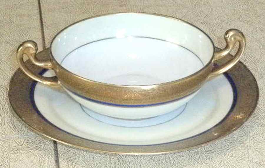 BOH265 Footed Cream Soup Bowl & Saucer Set by Bohemia Ceramic Works-1