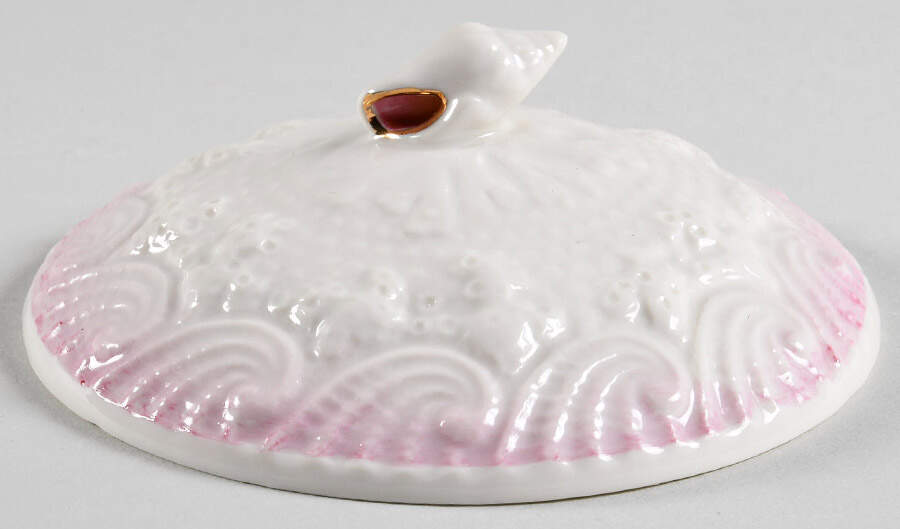 New Shell Pink (Gold Trim) Lid for Biscuit Barrel by Belleek Pottery (Ireland)-1