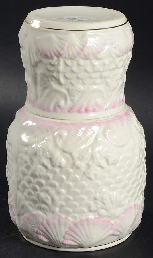 New Shell Pink (Gold Trim) 2-Piece Nite Set (Carafe and Tumbler) by Belleek Pottery (Ireland)-1