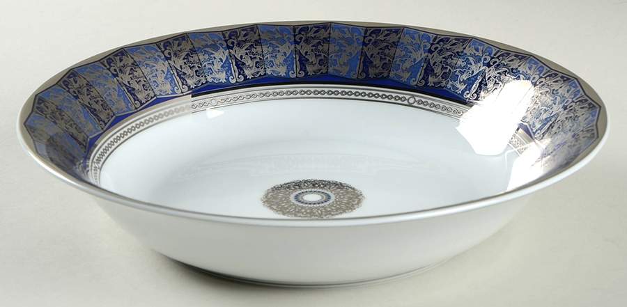 Eventail Blue 9" Round Vegetable Bowl by Bernardaud-1