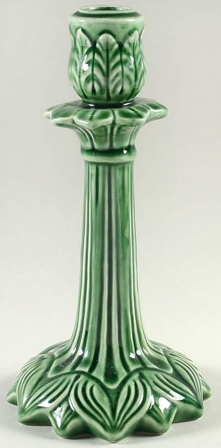 Green Accessories 9" Tall Candlestick by Bordallo Pinheiro-1