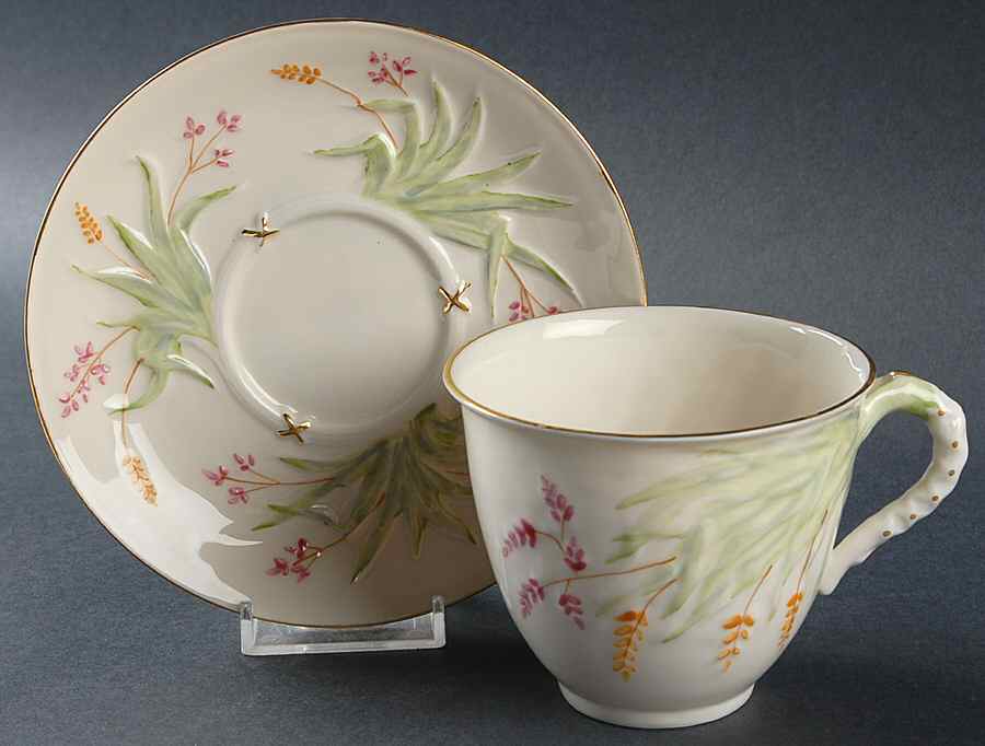 Grass Water Flat Cup & Saucer Set by Belleek Pottery (Ireland)-1