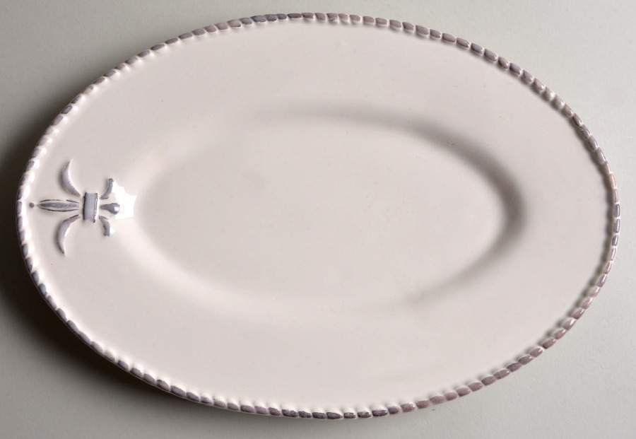 Fleur de Lis Cream 12" Oval Serving Platter by Bordallo Pinheiro-1