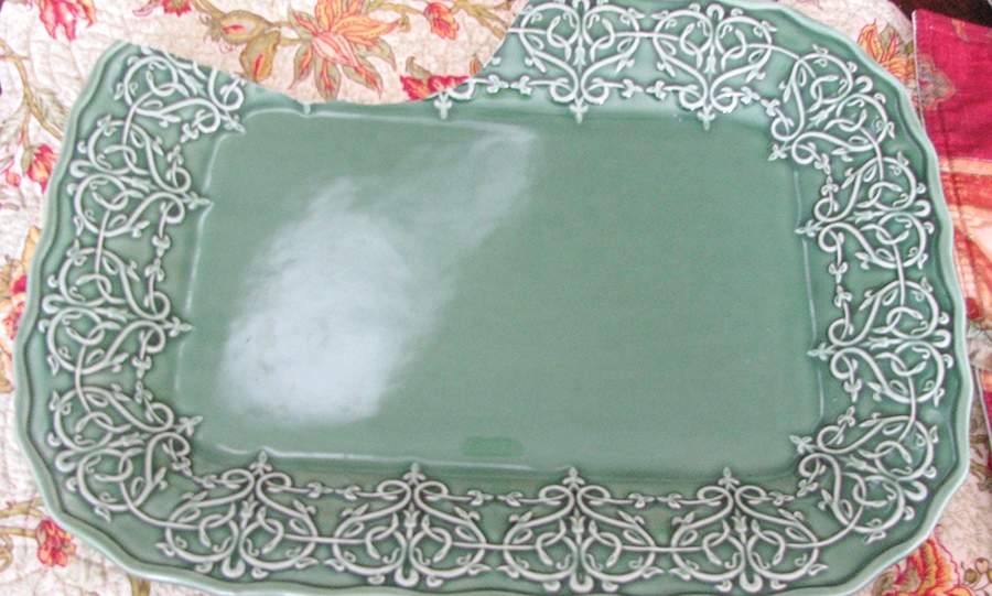 Persian Green 12" Rectangular Serving Platter by Bordallo Pinheiro-1
