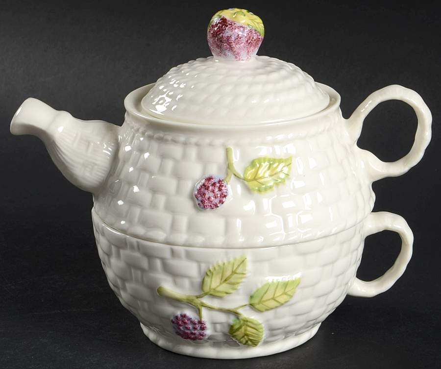 Fruits of the Forest Individual Teapot & Lid with Cup by Belleek Pottery (Ireland)-1
