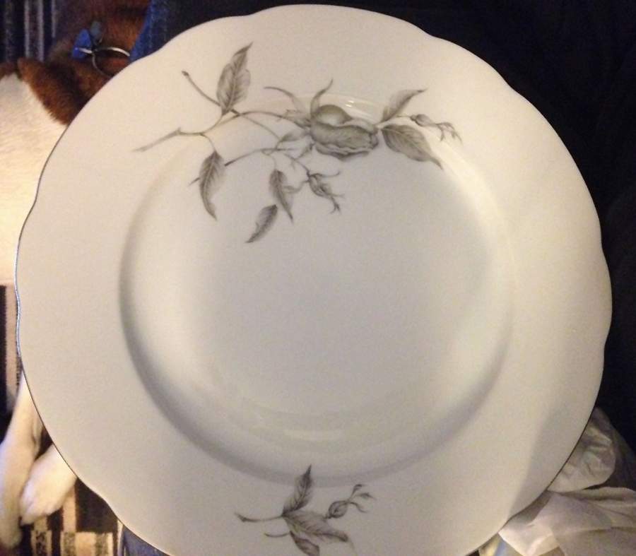 Grey Rose Dinner Plate by Bohemia Ceramic Works-1