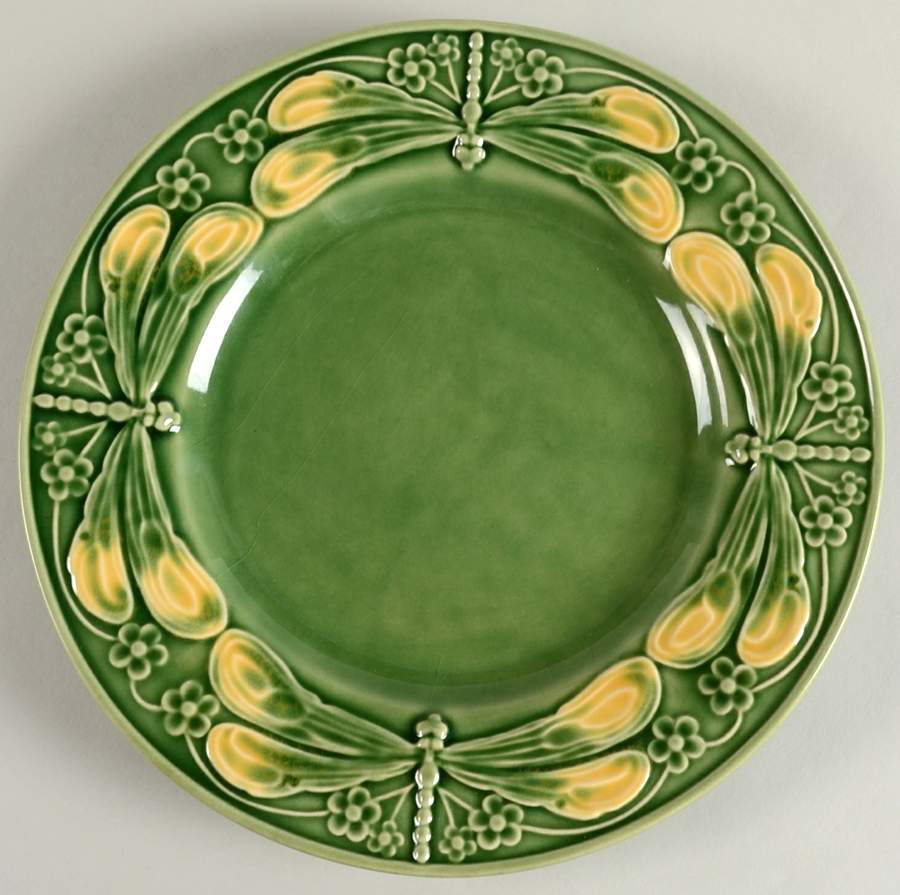 Dragonfly Green & Yellow Dinner Plate by Bordallo Pinheiro-1