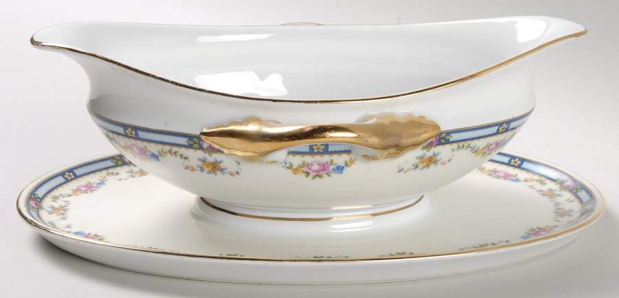2259 (Verge) Gravy Boat with Attached Underplate by Bohemia Ceramic Works-1