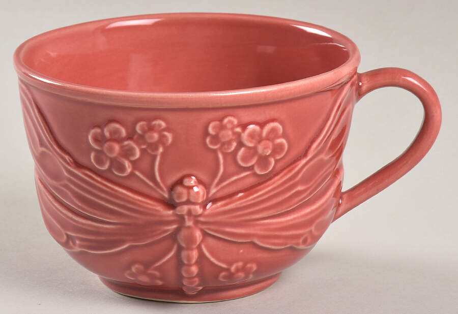 Dragonfly Red Flat Cup by Bordallo Pinheiro-1