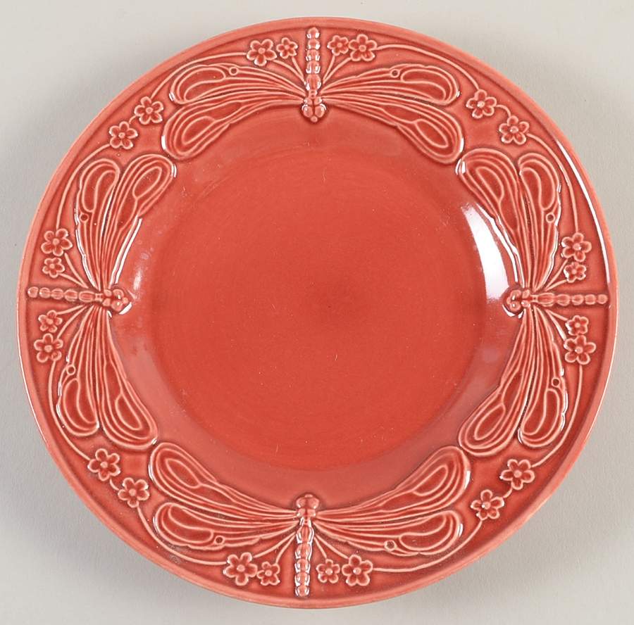 Dragonfly Red Salad Plate by Bordallo Pinheiro-1