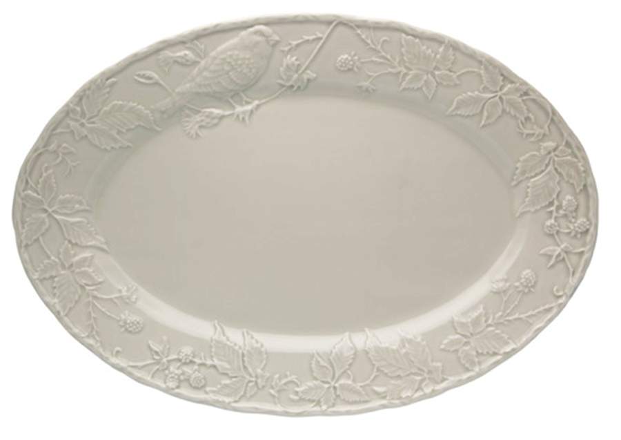 Artichoke and Bird Sandy Grey 7" Oval Tray by Bordallo Pinheiro-1