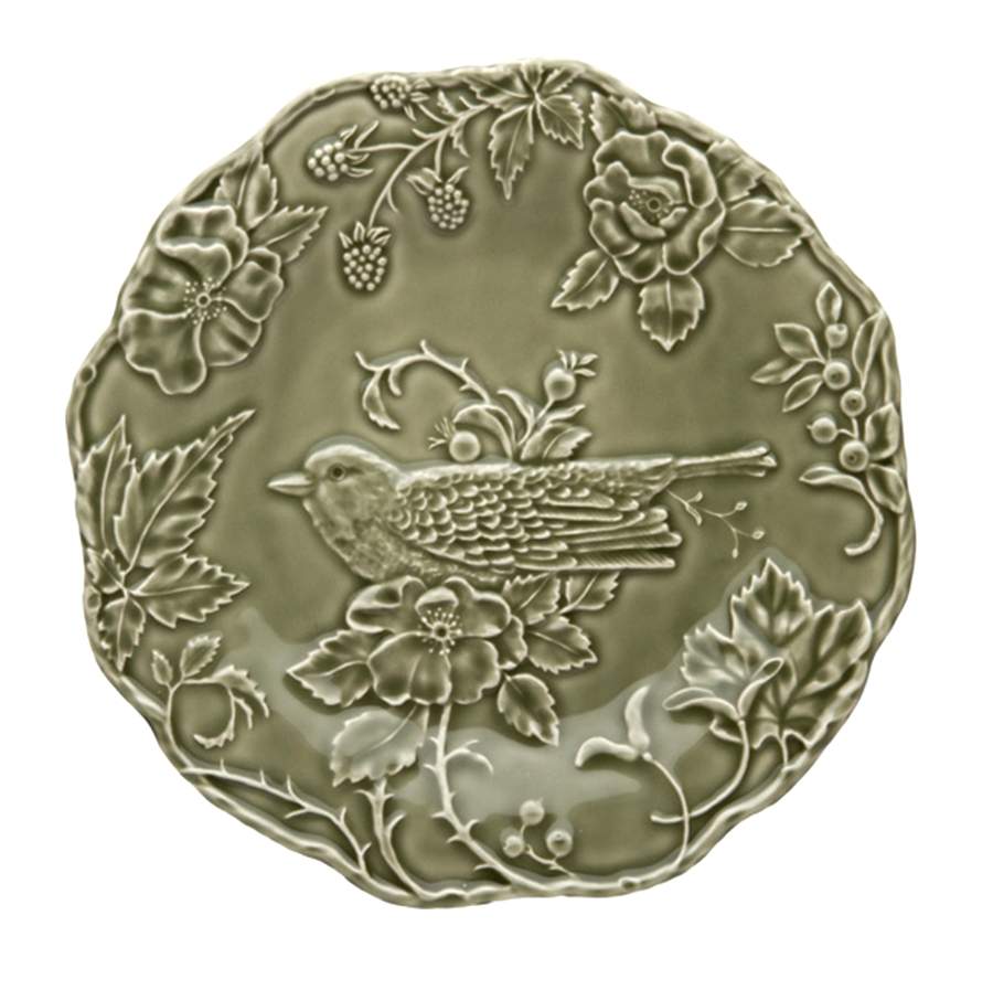 Artichoke and Bird Dark Grey Large Dinner Plate by Bordallo Pinheiro-1