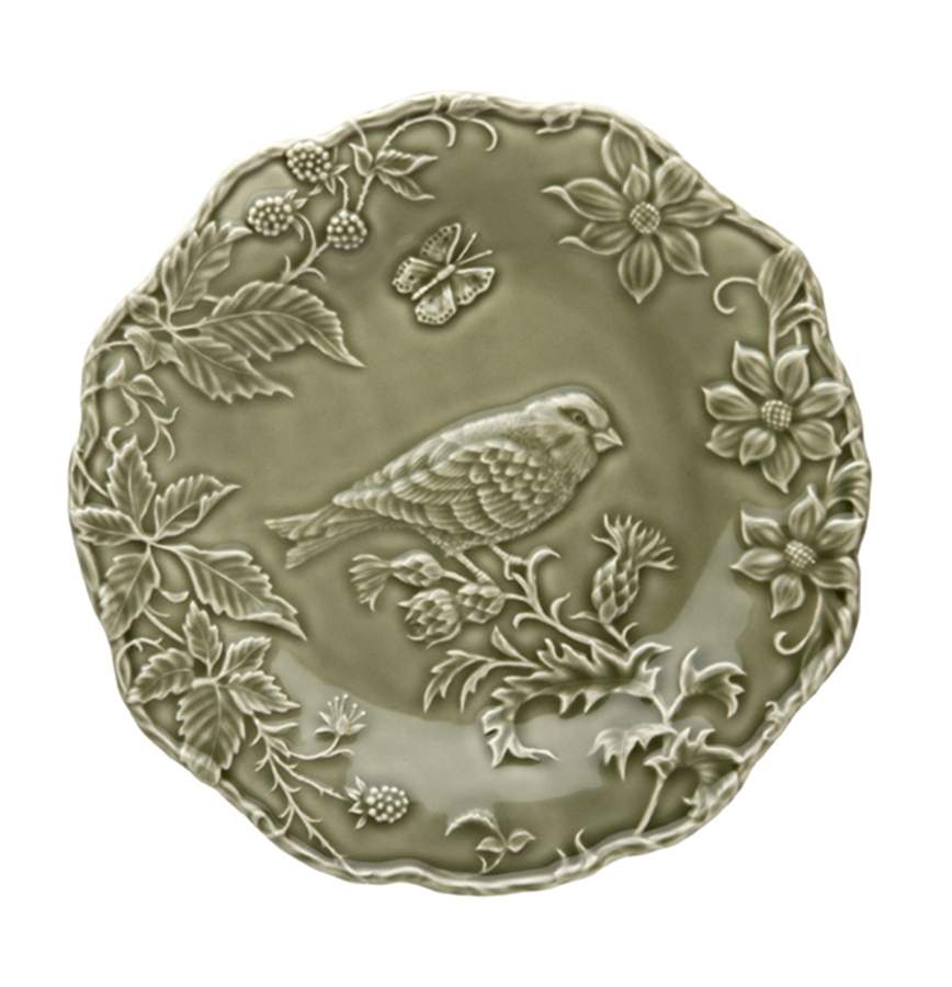 Artichoke and Bird Dark Grey Large Dinner Plate by Bordallo Pinheiro-1