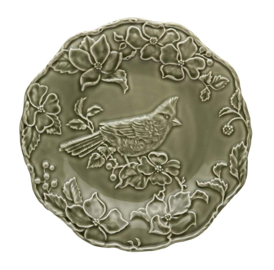 Artichoke and Bird Dark Grey Large Dinner Plate by Bordallo Pinheiro-1