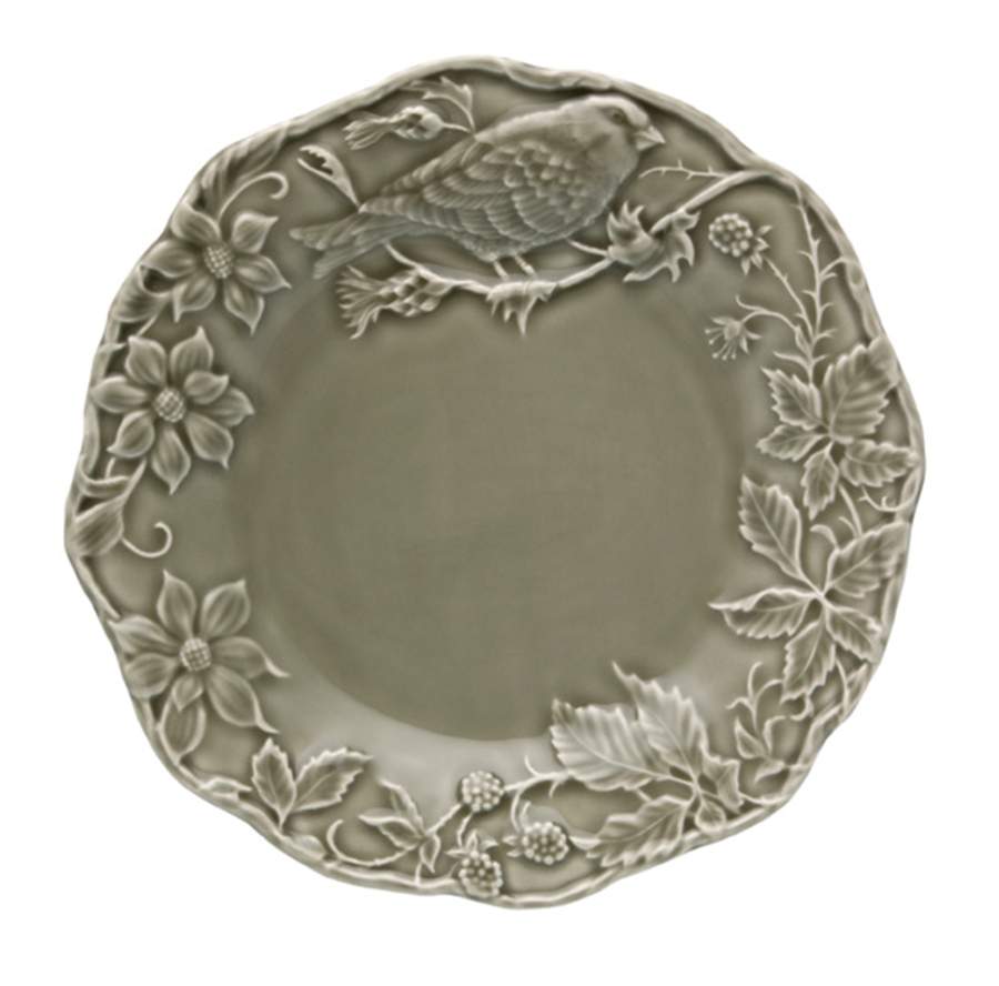 Artichoke and Bird Dark Grey Large Dinner Plate by Bordallo Pinheiro-1
