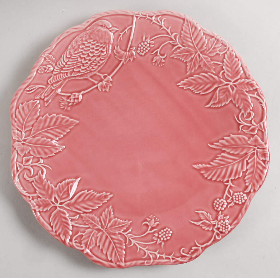 Artichoke and Bird Dark Pink Service Plate (Charger) by Bordallo Pinheiro-1