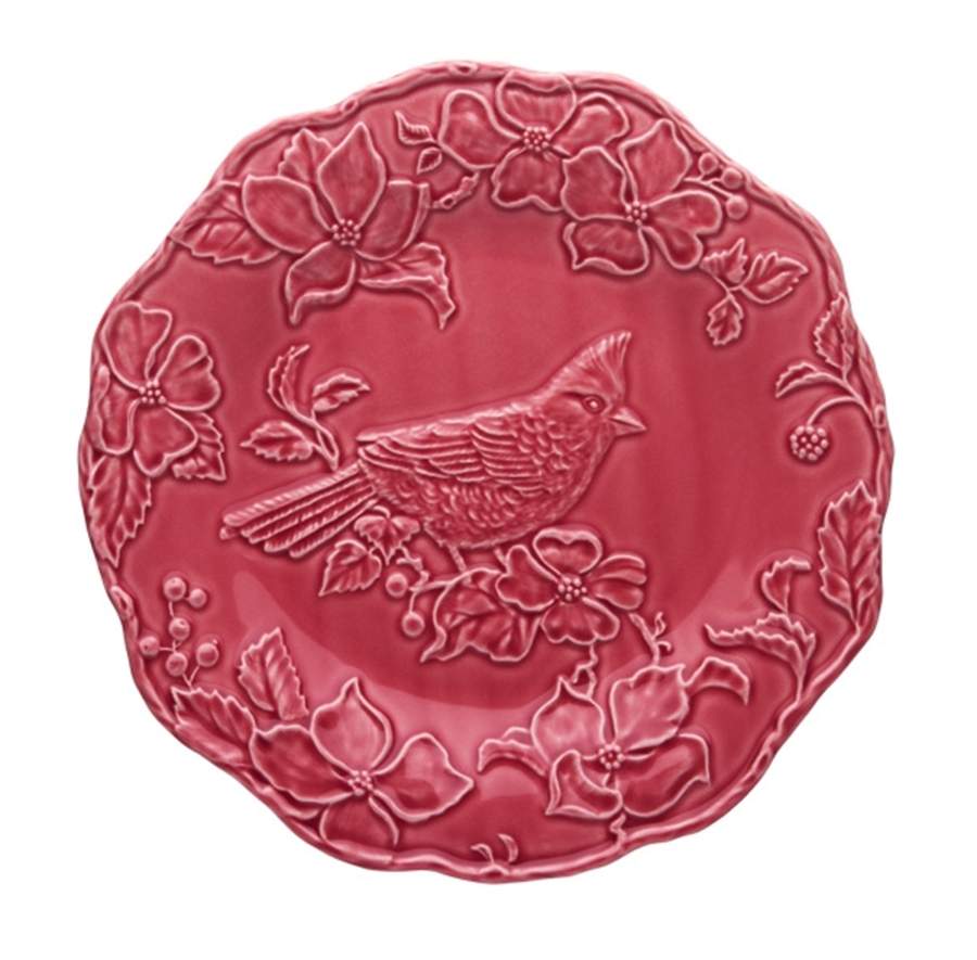 Artichoke and Bird Dark Pink Large Dinner Plate by Bordallo Pinheiro-1