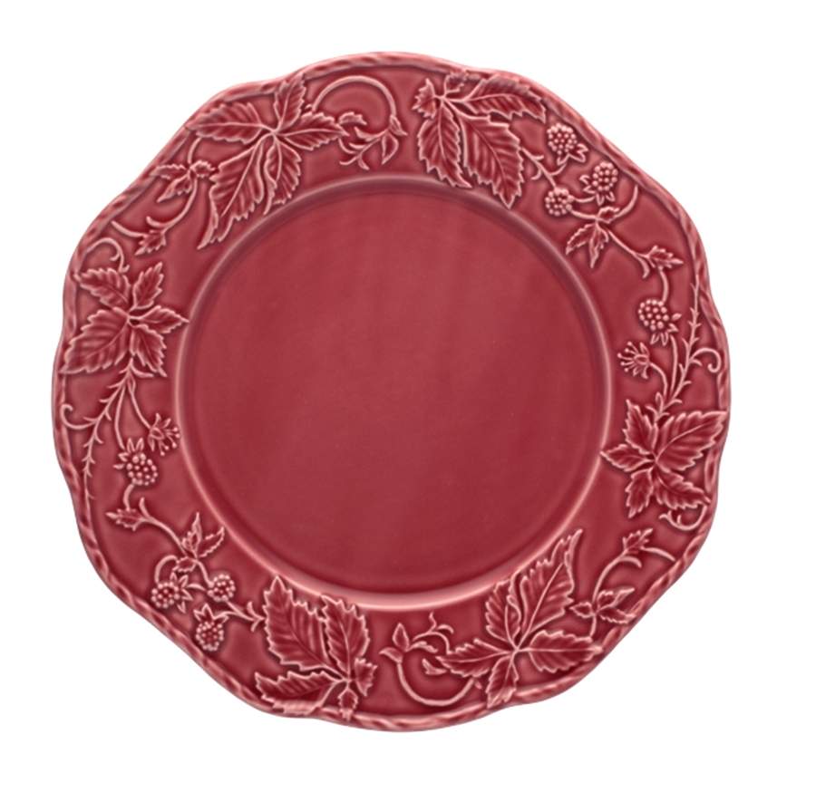 Artichoke and Bird Dark Pink Dinner Plate by Bordallo Pinheiro-1